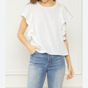 Medium Vestique White Ruffle Sleeve Top